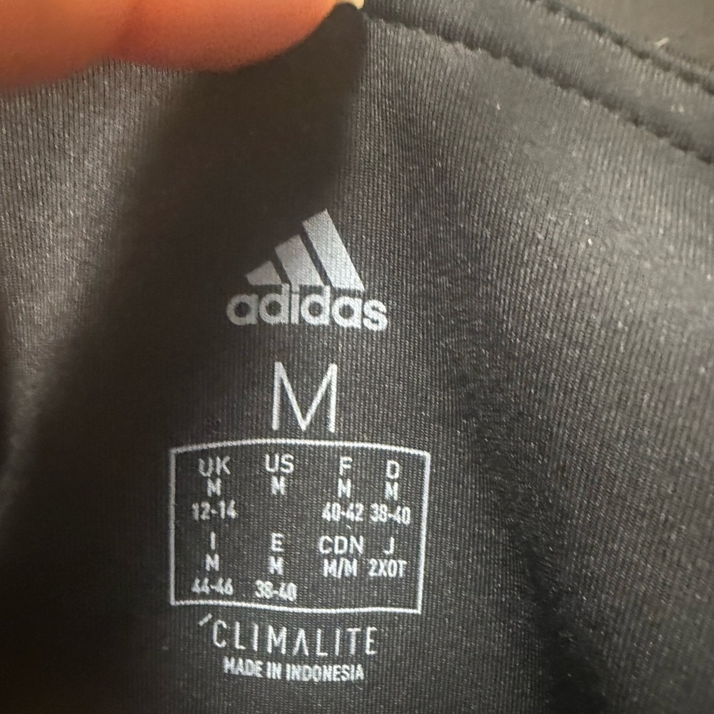 Adidas Climalite Leggings Womens Medium Black White Stripe Athletic Pants - Picture 2 of 3